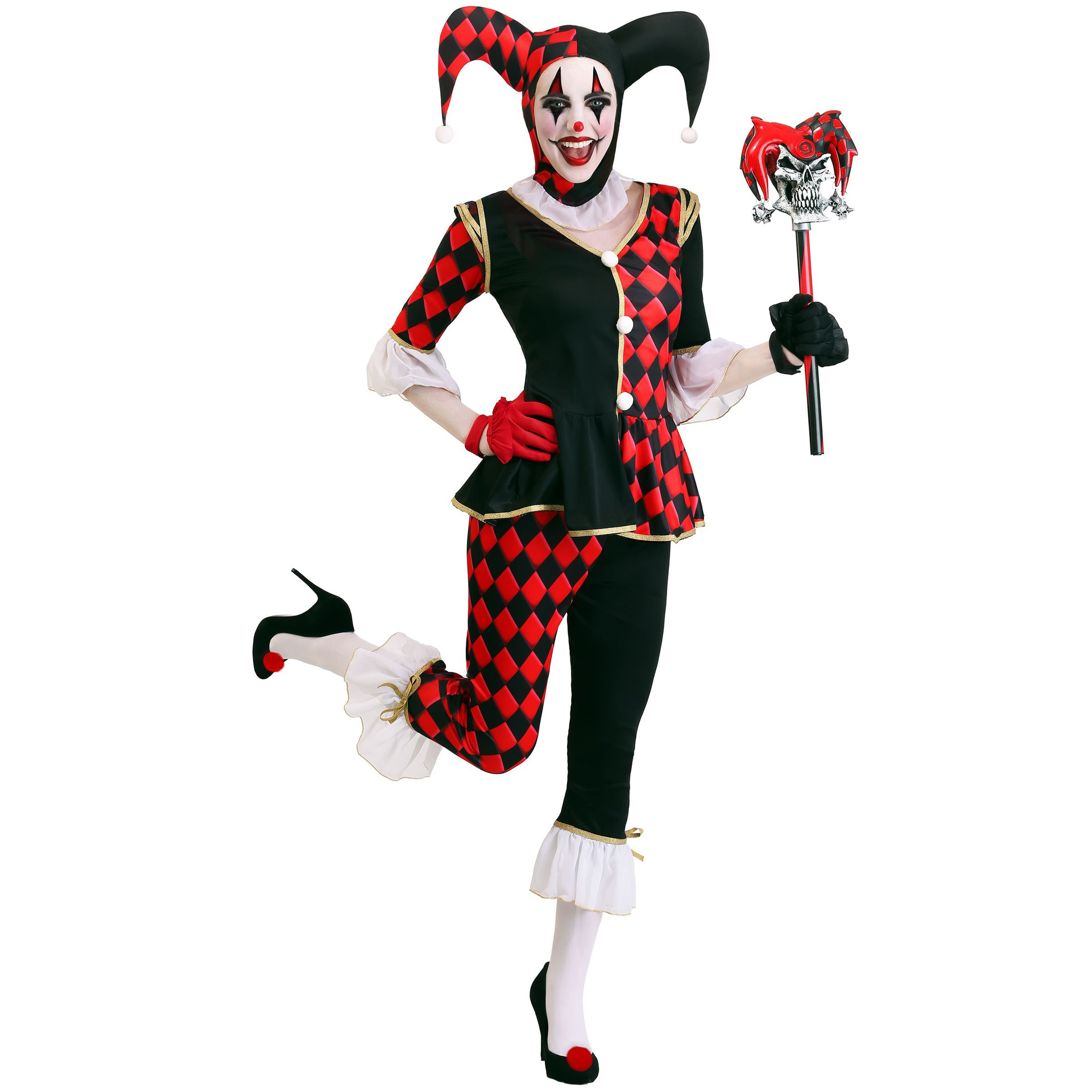 Picture of M-XL Thriller Return Clown Playing Suit Halloween Black and Red Plaid Evil Clown Uniform Party Suit