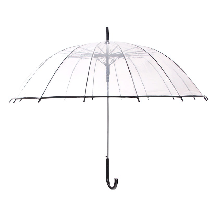 Japanese simple transparent umbrella white 16-bone long umbrella female curved handle straight advertising umbrella environmental protection students transparent umbrella