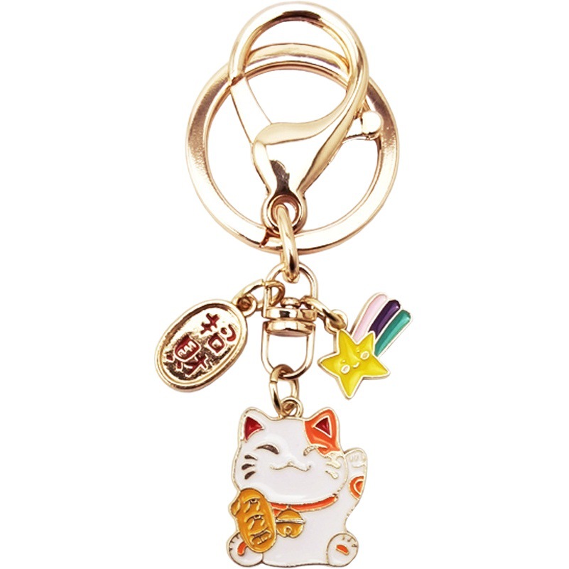 Japanese Style Hefeng Lucky Cat Keychain Lucky Nafu Baoping An Car Keychain Cartoon Creative Bag Hanging Ornaments
