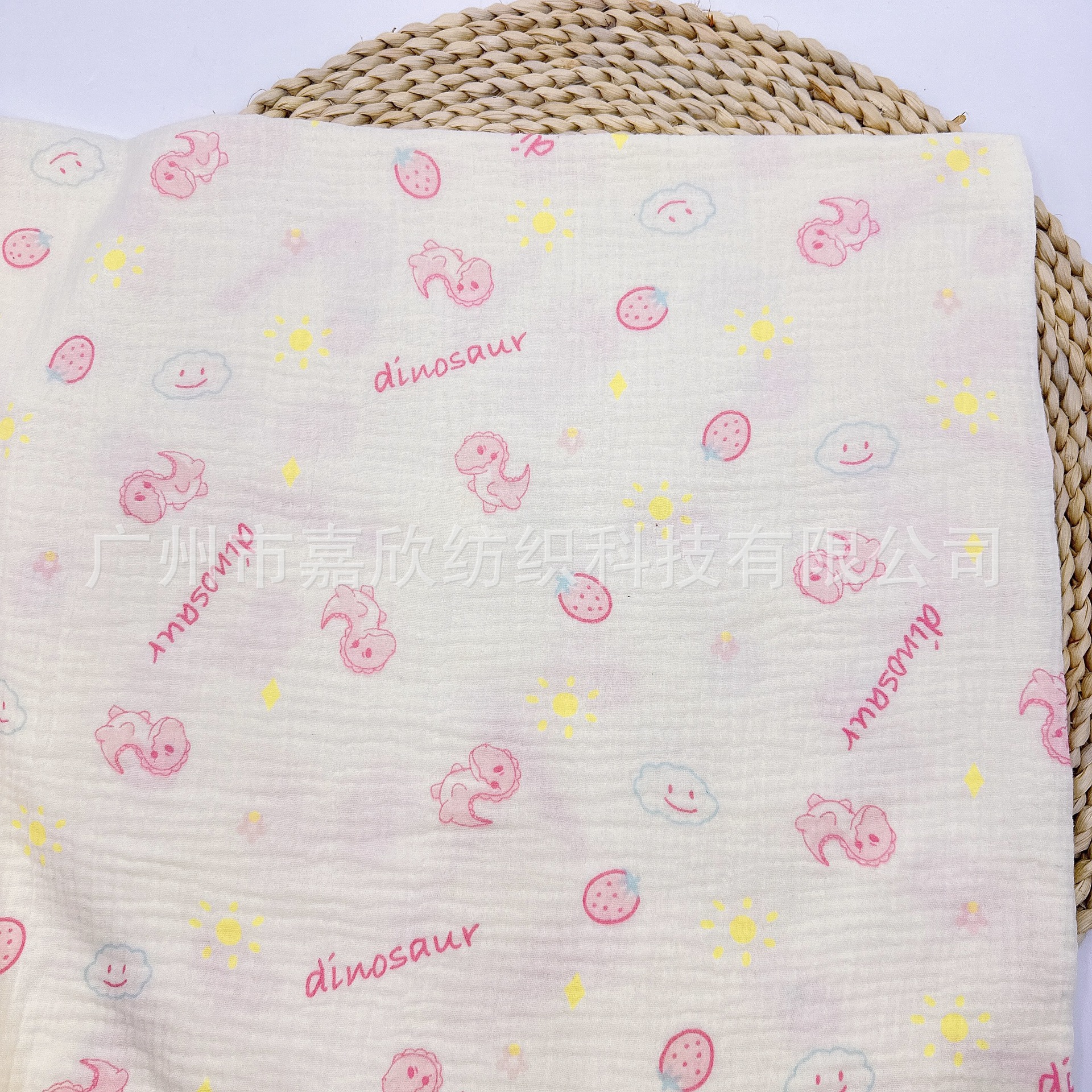 Cotton Class A double yarn fabric muslin print dinosaur fabric baby gauze children's clothing blanket fabric