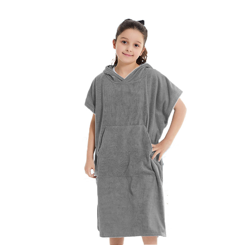Picture of Children's Microfiber Hooded Bath Towel Poncho Beach Bathrobe Surf Changing Clothes Windproof Absorbent Swimming Cape Bathrobe