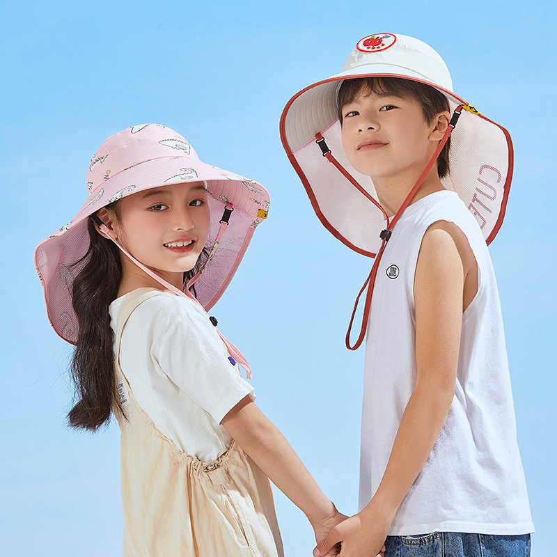 Picture of 2025 New Children's Sun Hat Sun Hat Fisherman Hat Large Brim Shawl Hat Sun Hat Summer Thin Style Men and Women