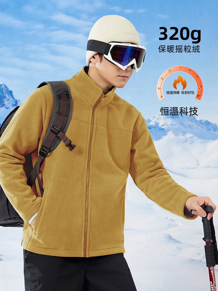 Fleece Coat Men's and Women's Same-style Fleece Coat fleece-lined Thickened Autumn and Winter Vertical Collar Sweatshirt Warm-keeping Charge Inner Liner