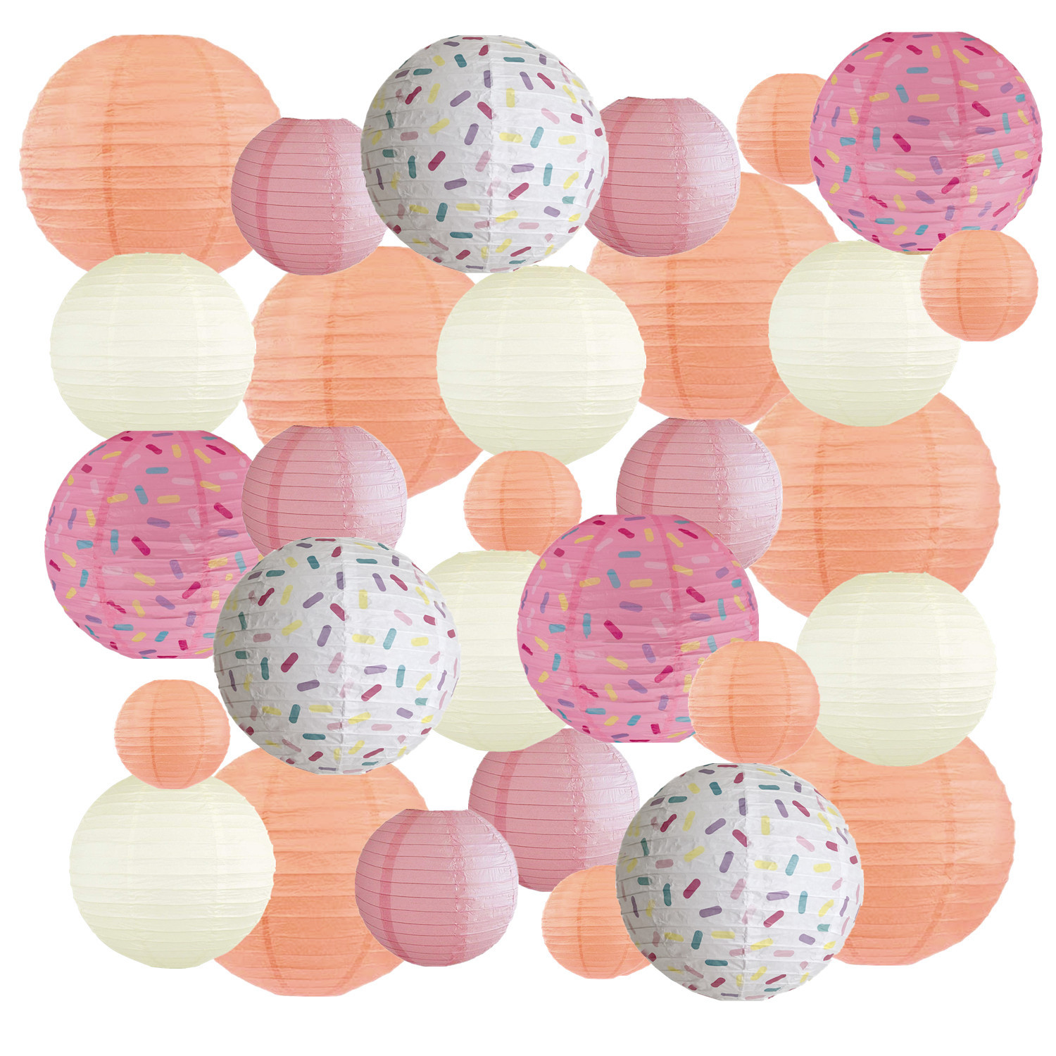 Picture of Spring, Summer, Autumn and Winter Colorfulful Paper Lanterns Round Foldableable Paper Art Combination Set Hanging Lanterns