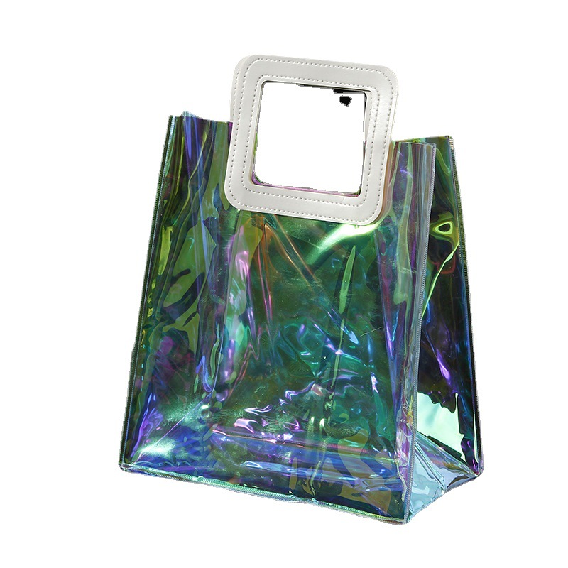 Picture of pvc colorful laser tote bag custom ins gift bouquet gift bag magic color plastic tote bag custom LOGO