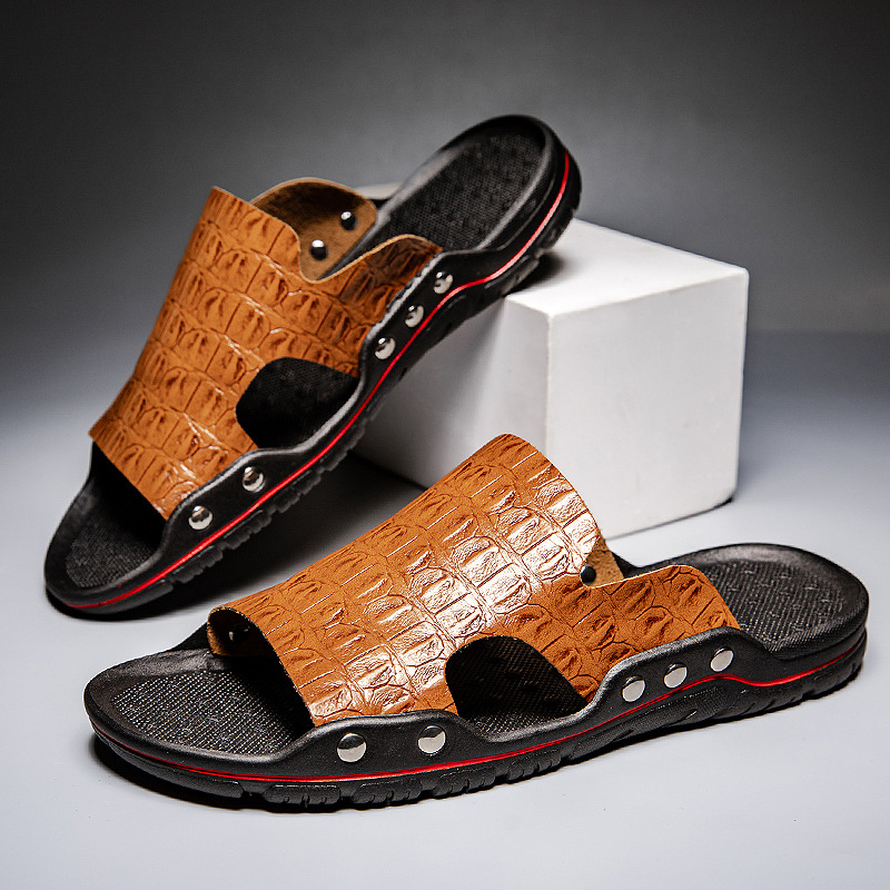 2025 New Cross-border Slippers Men's Lazy Shoes Summer Outdoor Wear Beach Casual Slippers Men's Wholesale Hair