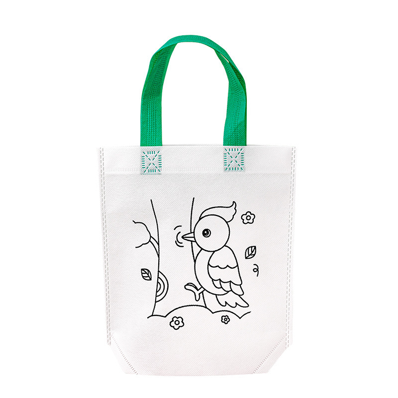 DIY hand-painted gift bag environmental protection handbag children's painting graffiti color art creative kindergarten hand gift