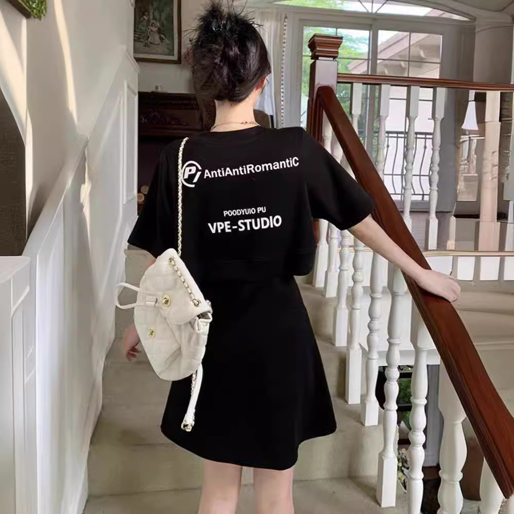 Picture of Plus Size Fat mm 2024 Summer Women's Skirt Small Fashion Casual Dress High Waist Slim Black A-Line Skirt