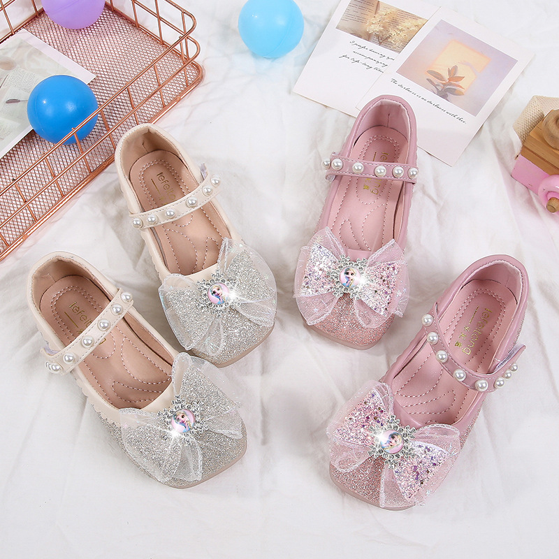 Summer Fashion Girls Sandals New Little Girl Ice Princess Shoes Soft Bottom Flat Crystal Shoes Factory Supply