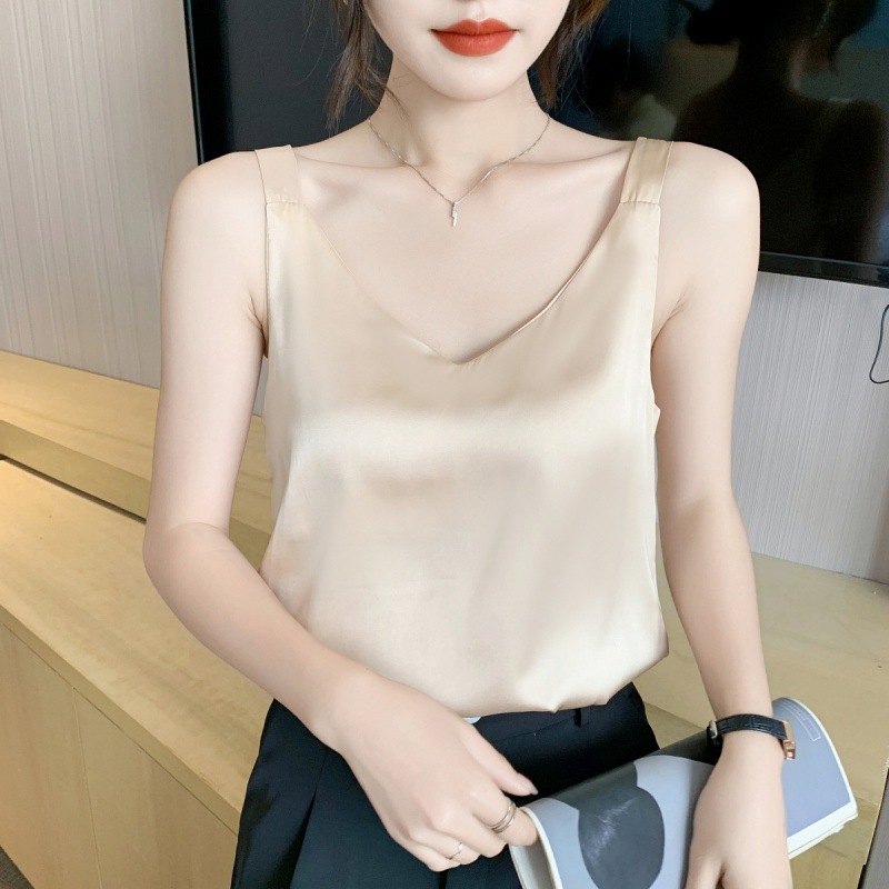 Real Shot 2023 Summer V-neck Sling Women's Suit with Slimming Shoulder Solid Color Sleeveless All-match Vest