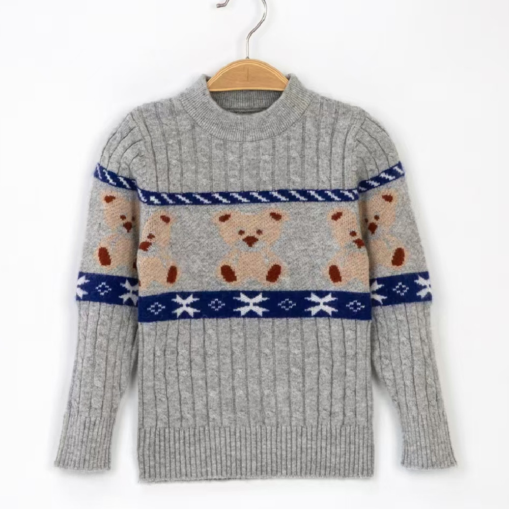 Picture of Factory wholesale children's cashmere sweater Korean version of the high collar cartoon knitted pullover boys baby base sweater girls