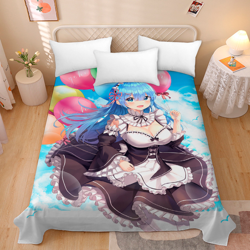 Picture of Anime Two-Dimensional Anime Rem Picture Gentleman 3D Beauty Bed Bed Sheets Single Piece Student Dormitory 1.9m