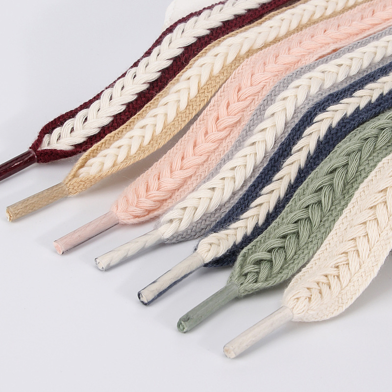 Wheat-ear Shoelace Twist Multicolor Braided Flat Shoelace Fit White Shoes sneaker Casual All-match Universal
