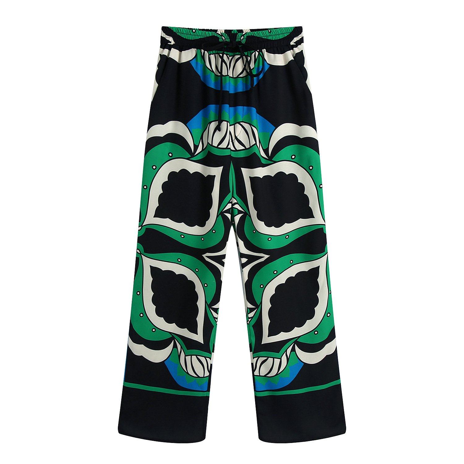 2025 European and American Style Summer Women's Elastic Waist Positioning Printed Pants 1639