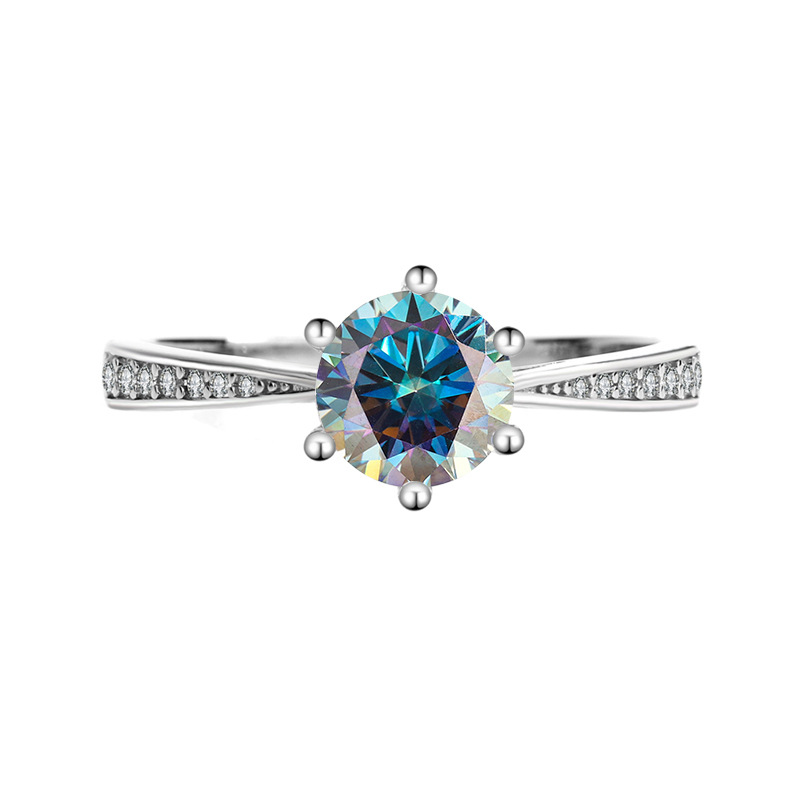 Picture of S925 sterling silver moissanite Korean version of six-claw ring ladies ring six-claw classic crown for wedding ring manufacturers wholesale