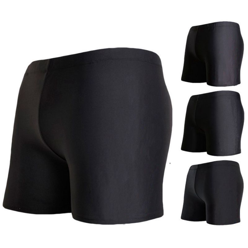 Special offer pure black net version men's swimming trunks boxer size breathable quick-drying swimsuit men