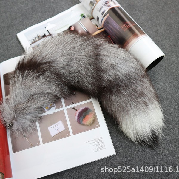 Fox Tail Pendant Real Fur Bag Pendant Fur Key Pendant Accessories Props Mink Tail Leather Grass Gift