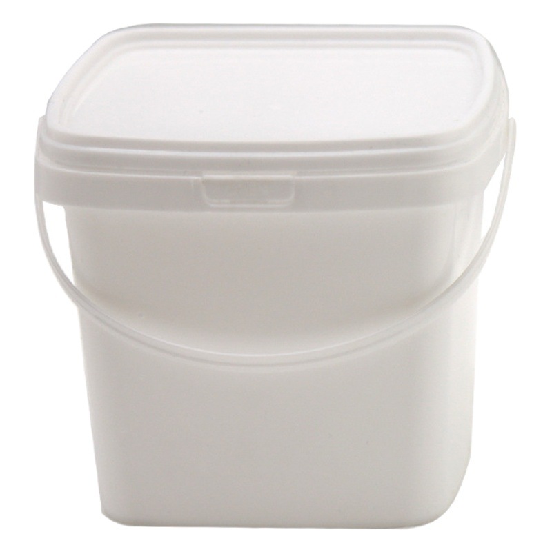 Source 500g Square Bucket Plastic Bucket Transparent White Satchel Bucket with Lid Small Bucket Bucket Bag Bucket Biscuit Bucket