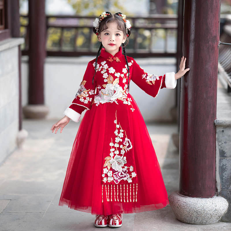 Picture of Hanfu Girl's New Year Outfit Children's Cheongsam Dress 2022 Autumn/Winter New Little Girl's Festive New Year Dress