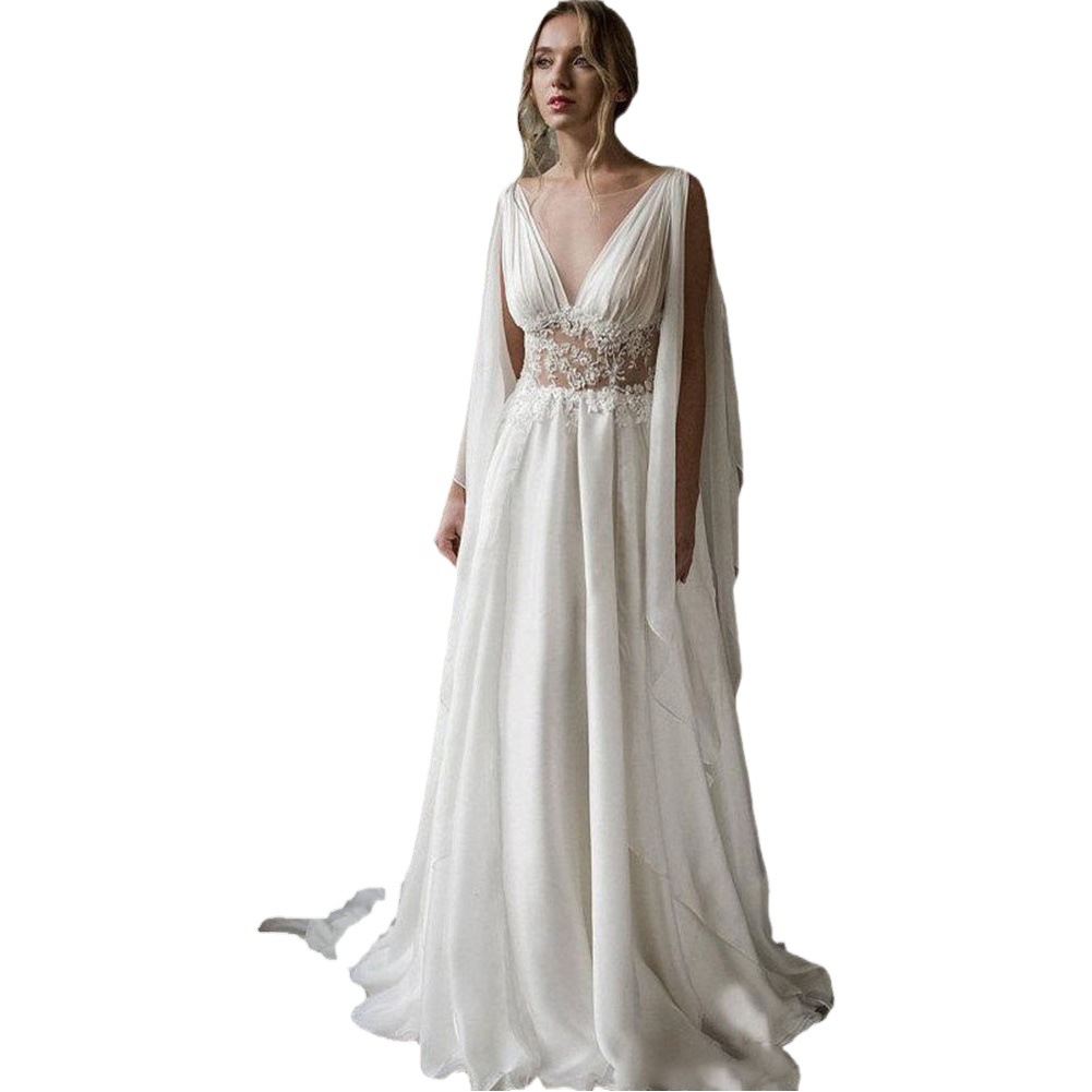 Direct Supply Wedding Dress, Forest Style, 2025 New Model, Simple A-Line Slim Fit, A-Line Travel Photography, Small Train with Cape, Slimming Effect