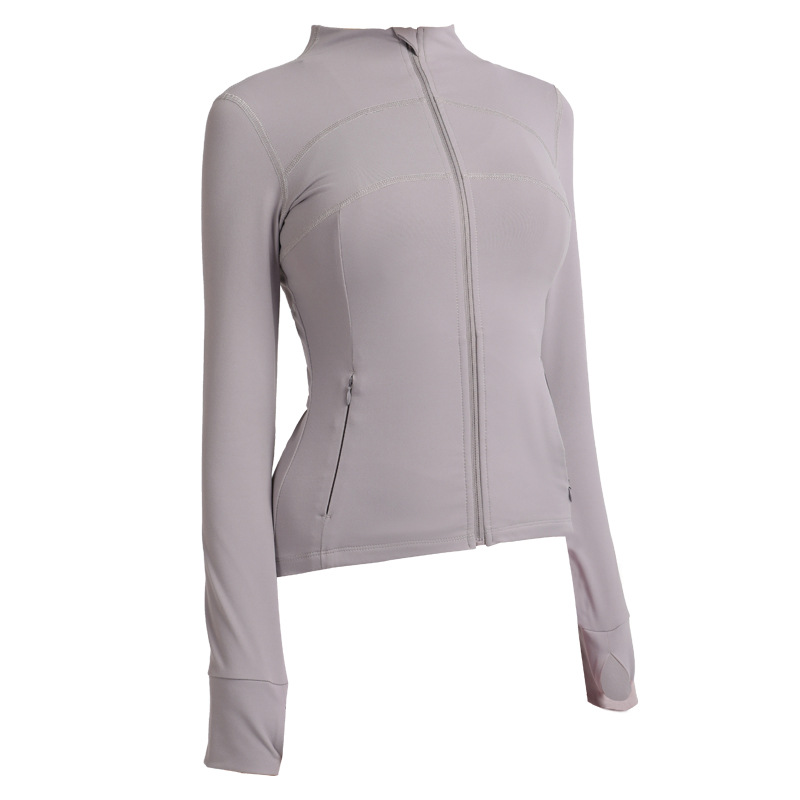 Picture of Cross-border spring and autumn slim fit sports long sleeve women's casual thick pocket yoga coat quick-drying zipper yoga clothing wholesale