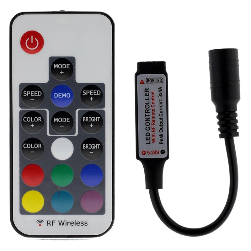 Factory colorful controller RF wireless 17 key 5050 mini RGB lamp 3528 light strip controller