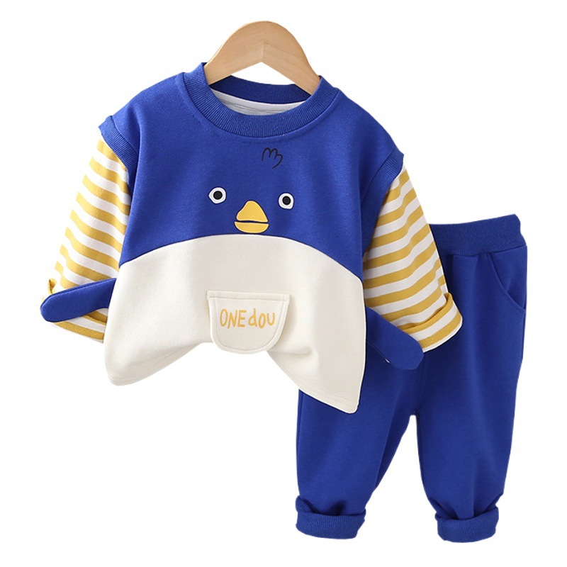 Boys' Spring and Autumn Sweatshirt suit Autumn 2023 New Children's Clothing Boys Clothes Children's Baby Cartoon Two-Piece Fashionable