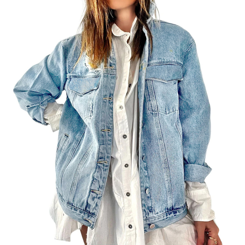 Picture of 2618 cartoon graffiti Amazon jacket Denim Net Red Jacket Women's autumn and winter baseball uniform Amazon coat