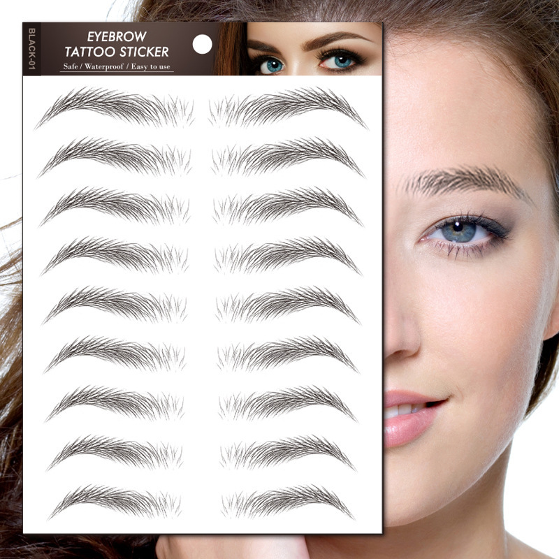Picture of Factory wholesale cross-border waterproof 6D imitation ecological eyebrow stickers simulation beauty tattoo stickers lower eyelash eyebrow stickers