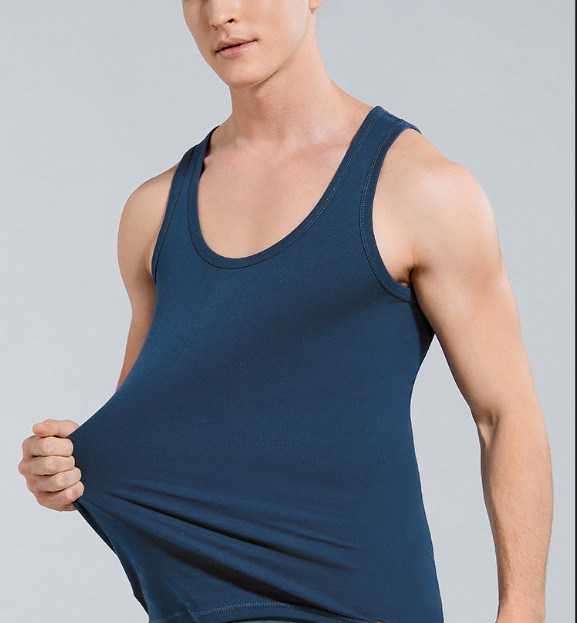 Picture of Summer Men's Vest Pure Cotton Student Sports Hurdle Base Pin-fit Two-way Pure Cotton Sweat Vest Men's Army Green