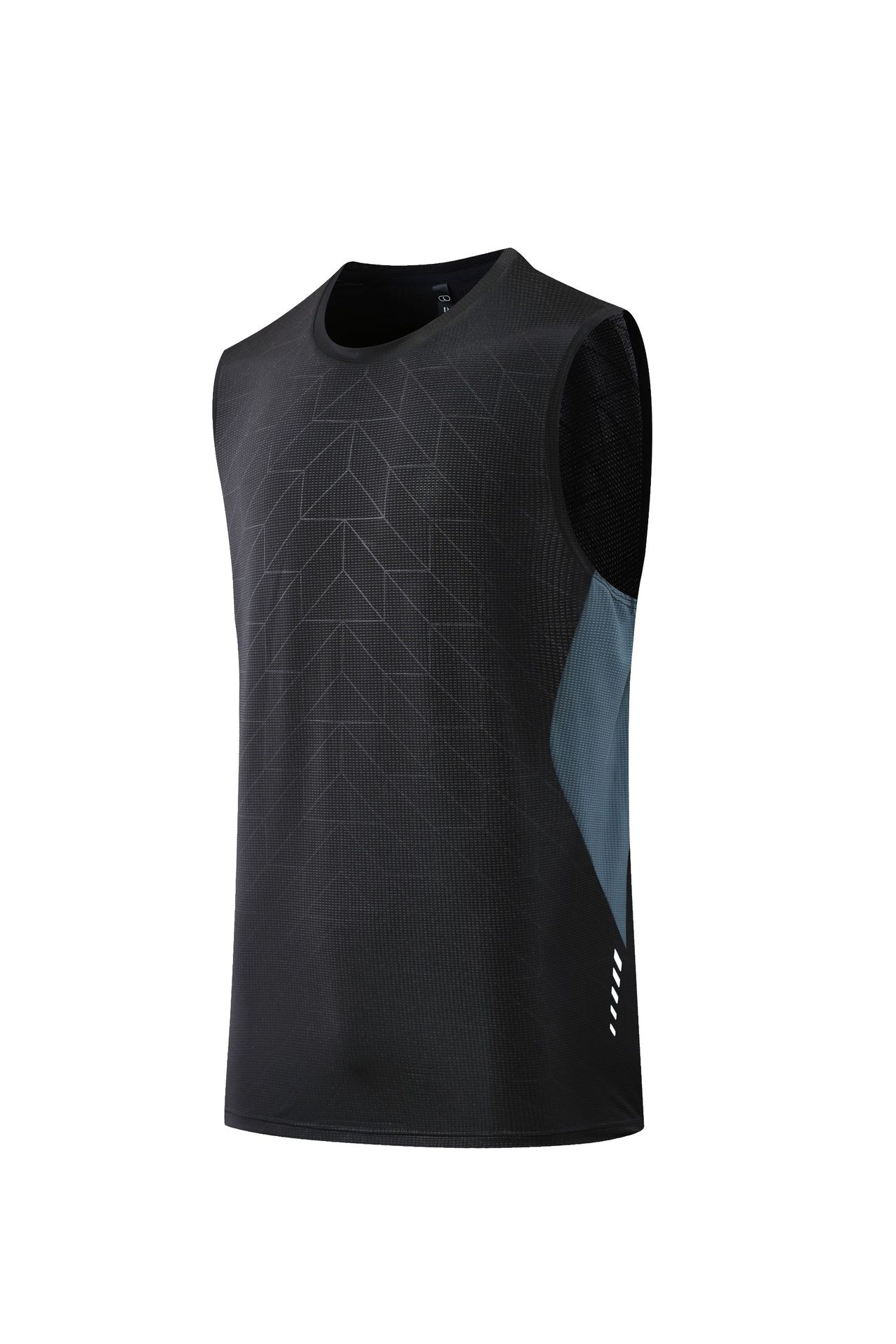 Picture of European and American Cross-border Dark Flower Reflective Strip Sports Quick-drying Vest Men's Color-block Printing Multicolor Fitness Sweat-absorbent Sleeveless Short Sleeve