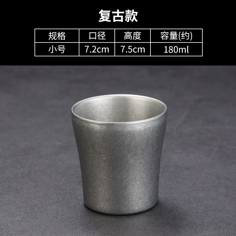 Picture of Korean 304 stainless steel double-layer water cup barbecue restaurant golden beer cup household anti-scald heat insulation cup small waist