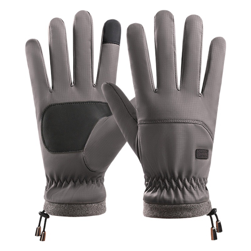 Drawstring Men's Gloves Men's Winter Autumn and Winter Driving Outdoor Mountaineering Cycling Fleece-Lined Touch Screen Driving Gloves