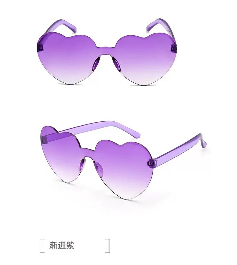 Picture of Heart Sunglasses, Heart Sunglasses, Jelly Color Rimless Heart-Shaped One-Piece Glasses, Dazzling Color Glasses
