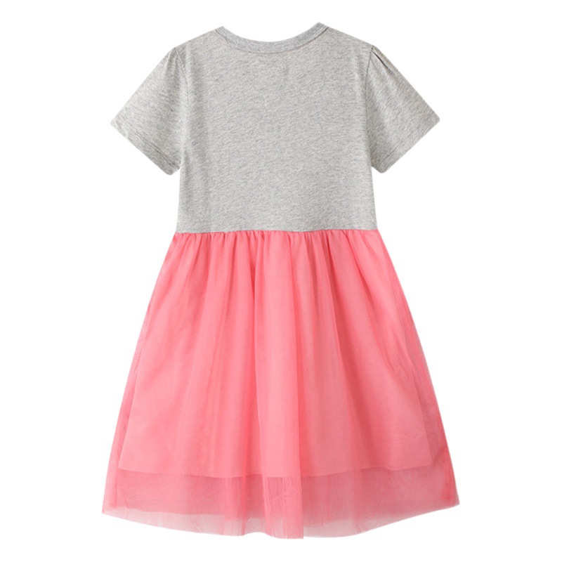 2025 Summer New Cross-Border Children's Clothing Girls' Dresses European and American Short-Sleeve Children's Dresses Knitted Girls' Dresses