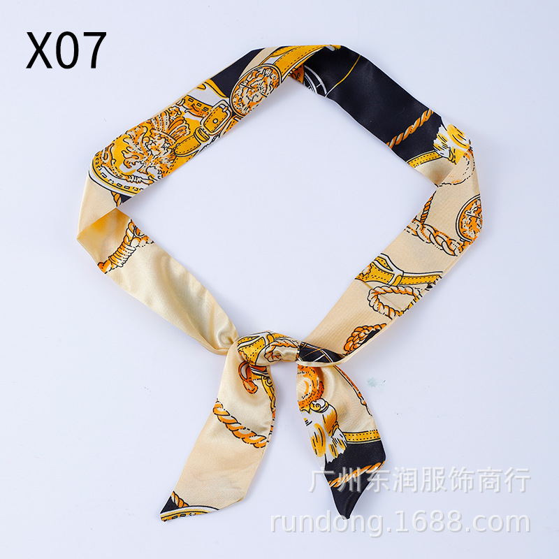 Picture of Silk Scarf Wholesale Long Beveled Small Silk Scarf Double-layer All-match Hair Belt Ribbon Decoration Tie Bag Hand Gift Box Silk Scarf