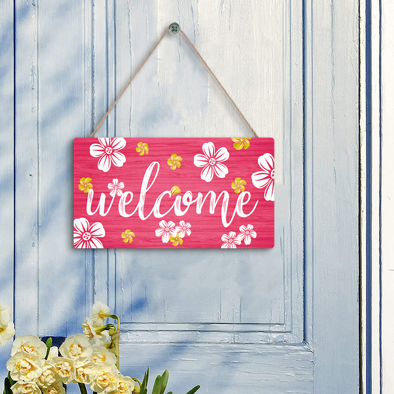 ins Wooden Welcome Door Number Flower Letter Girl Bedroom Wall Decoration Home Entrance Ornaments Wall Decoration Wall Hanging