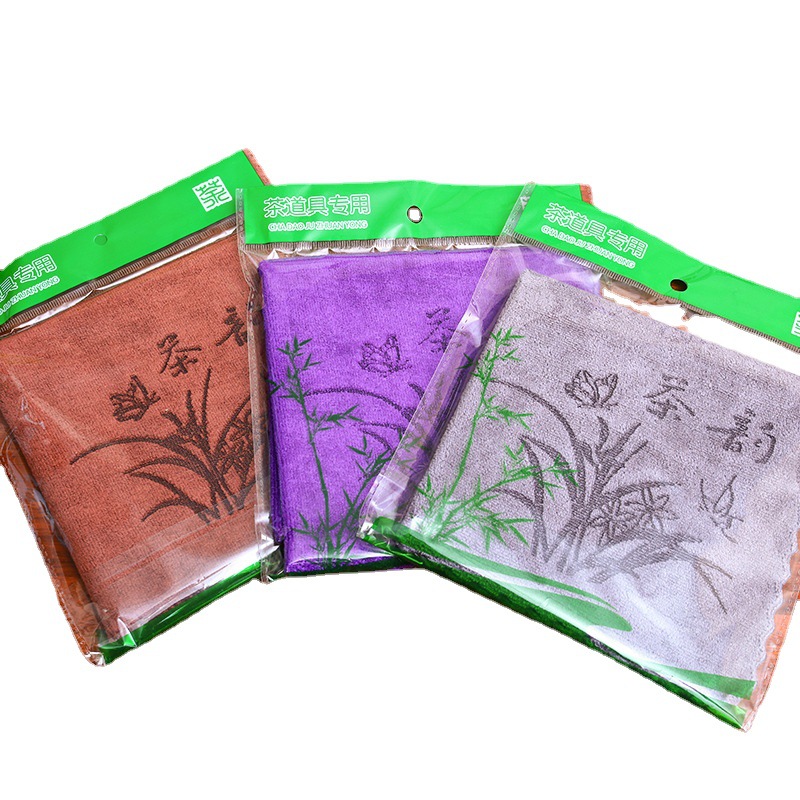 Picture of Tea Towel Absorbent Thickened Tea Table Rag Tea Towel Microfiber Fixed Logo Pot Towel Giving Independent Packaging