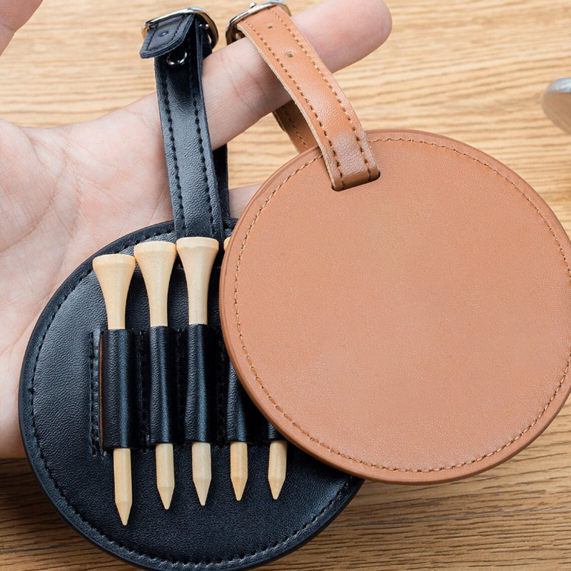 Picture of Outdoor Golf Nail Seat Storage Leather Case PU Leather Hangable Portable Golf Nail Round Storage Set