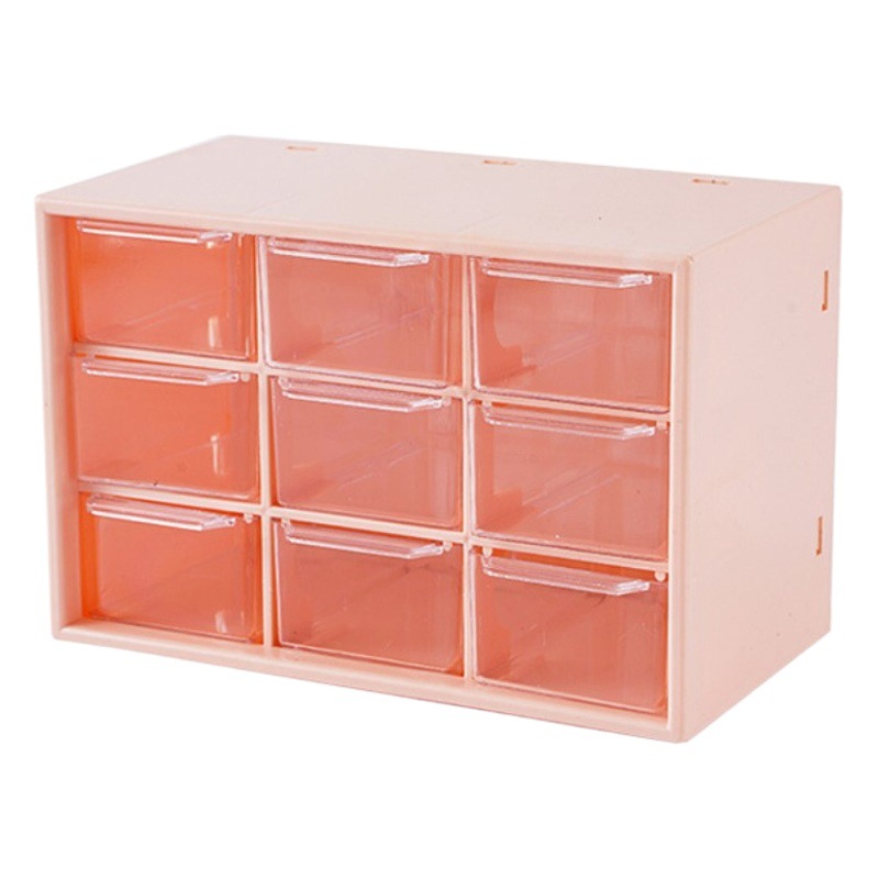 Girl's Heart Dormitory Desktop Dust-proof Drawer-type Student Stationery Jewelry Cosmetics Storage Box Jiugongge Finishing Box