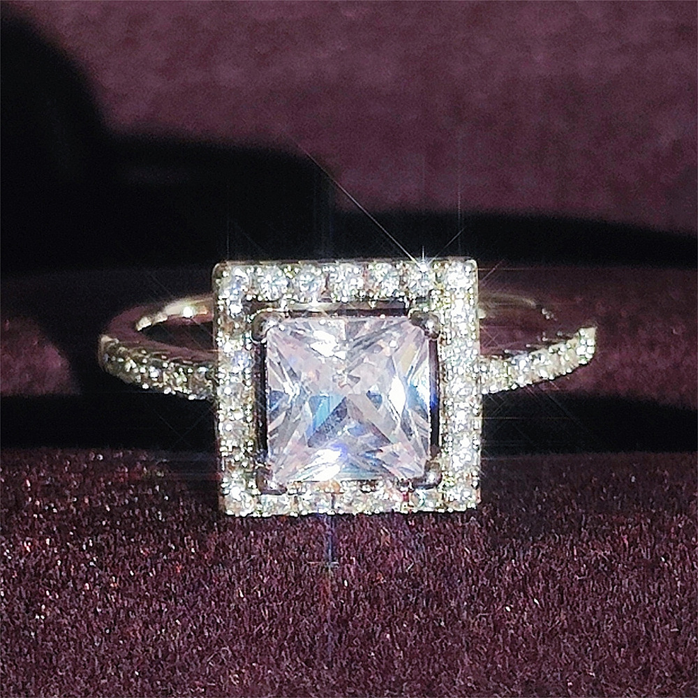 Picture of Chinese Valentine's Day Square Hip-Hop Super Flash Zircon Ring Classic Wedding Ring Gift Jewelry Wholesale R6415
