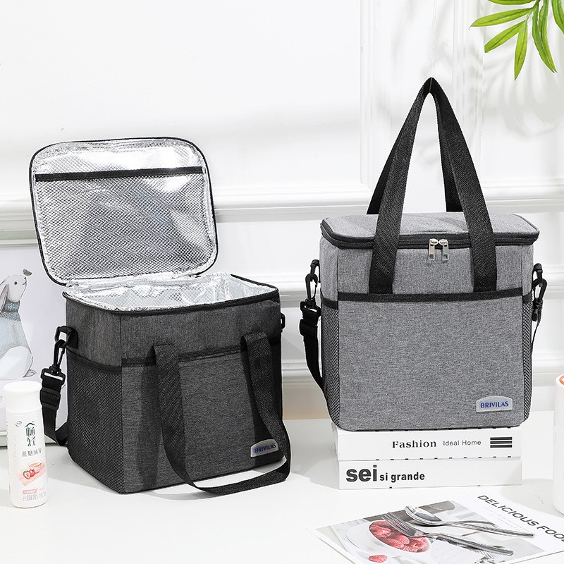 Outdoor lunch bag large capacity picnic insulation bag square aluminum foil thickened insulation bag Picnic Fruit and Vegetable storage bag