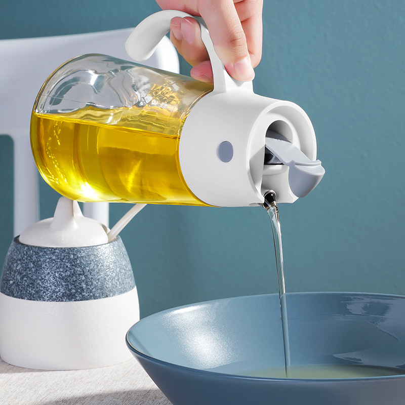 Picture of Hulk automatic opening and closing glass oil pot kitchen leak-proof oil tank with lid seasoning bottle vinegar bottle oil bottle factory outlet