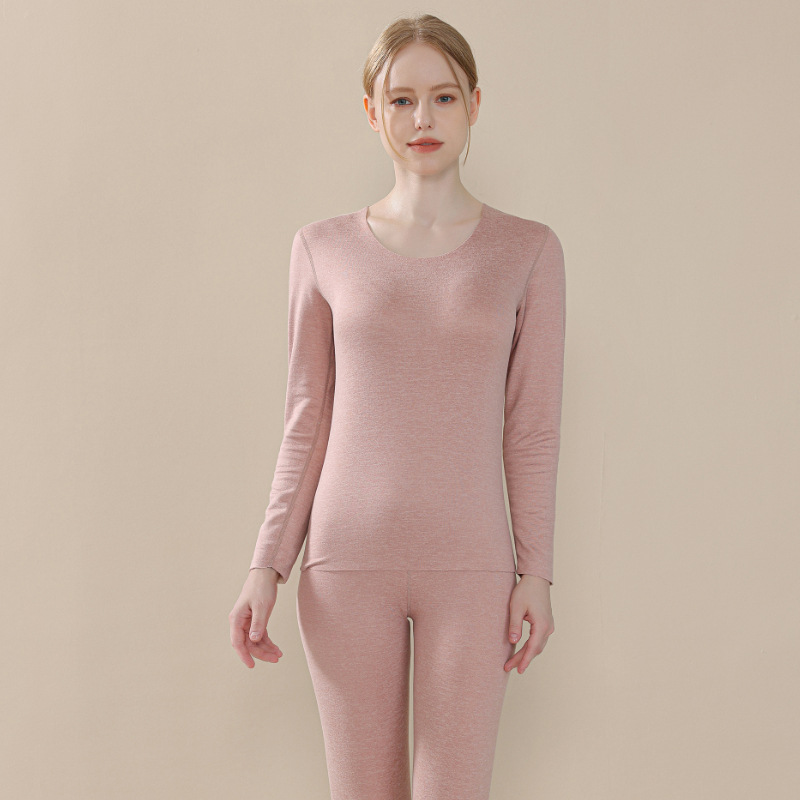 Picture of Derong Men's Thermal Underwear Set Women's Thickened Double-Sided Brushed Wool Silk Autumn Clothes Autumn Pants Bottoming Shirt Autumn and Winter