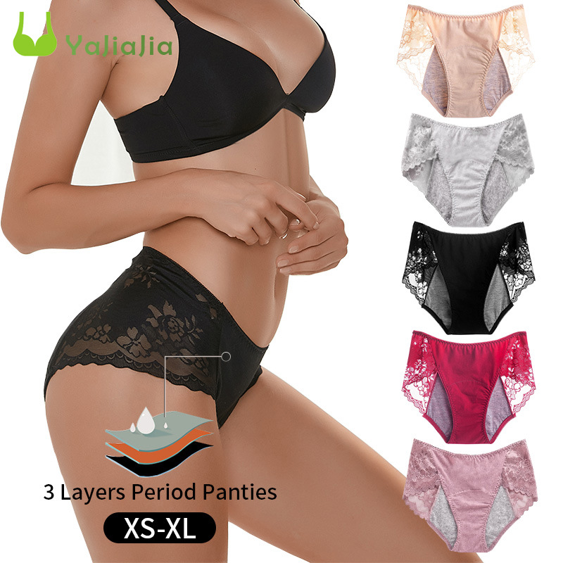 Foreign Trade Cross-Border Lace Edge Menstrual Panties Large Size Anti-Leakage Menstrual Pants Sanitary Napkin Breathable Menstrual Pants for Women
