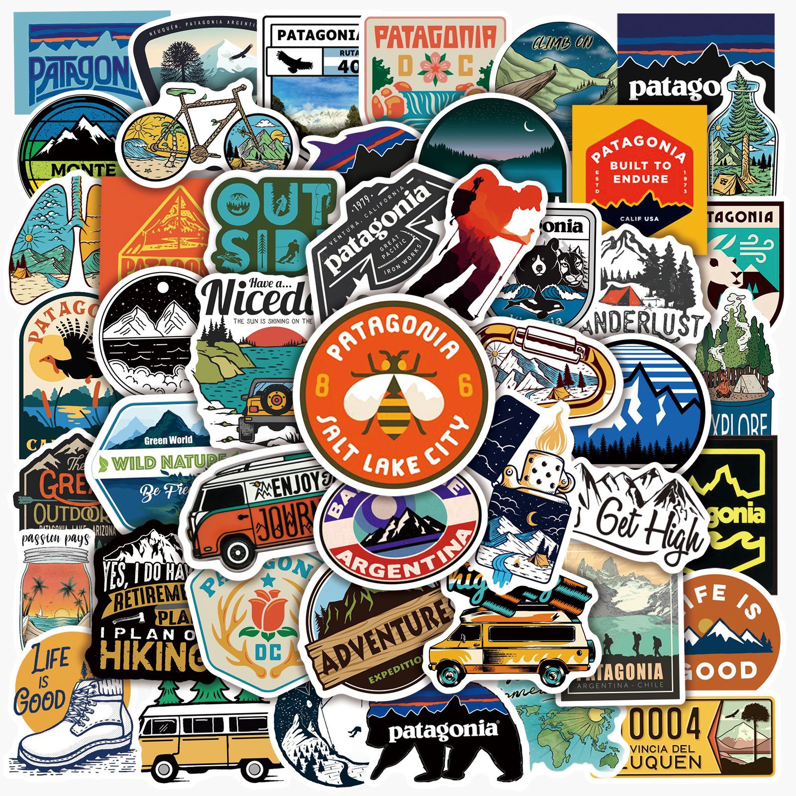 100 sheets outdoor camping camping hiking graffiti stickers waterproof stickers for laptop car water Cup skateboard