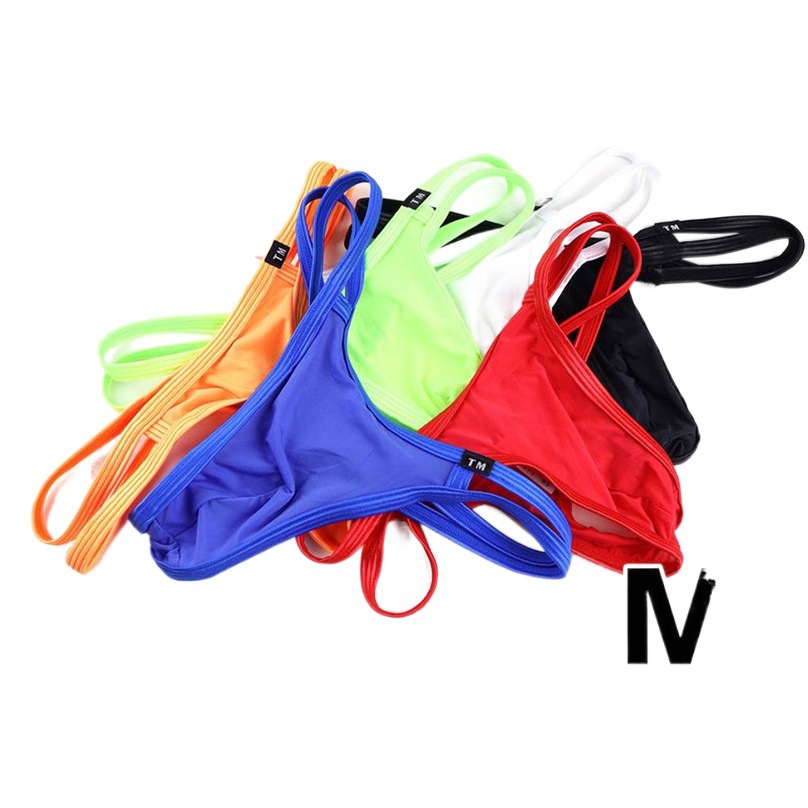 New men's double belt T-shaped underwear sexy thin nylon low waist breathable silky looming elastic underwear