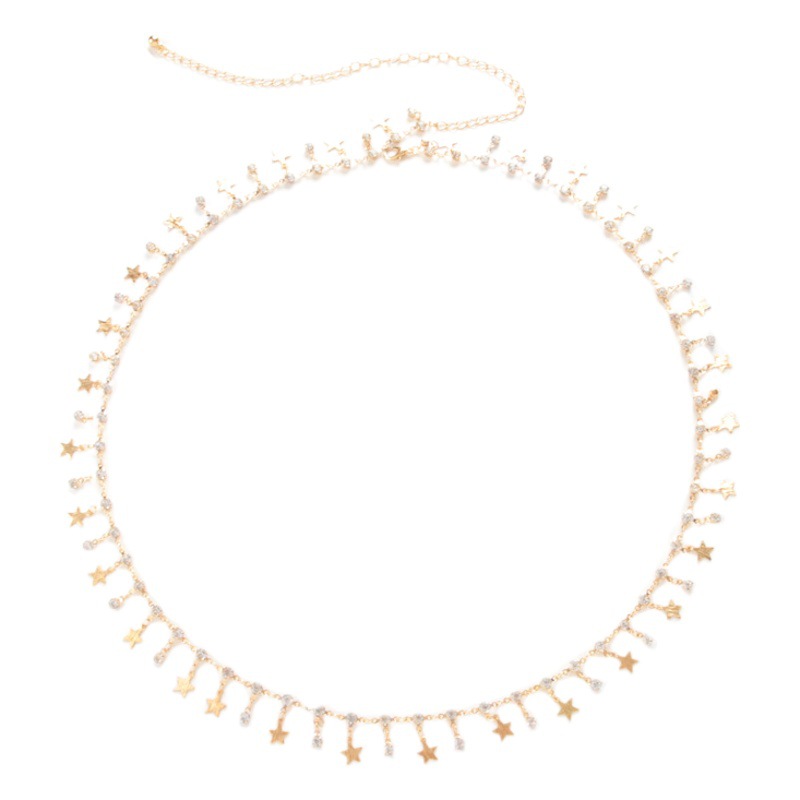 Bohemian Star Diamond Pendant Waist European and American Fashion Personality All-match Body Chain Rhinestone Tassel Waist Chain