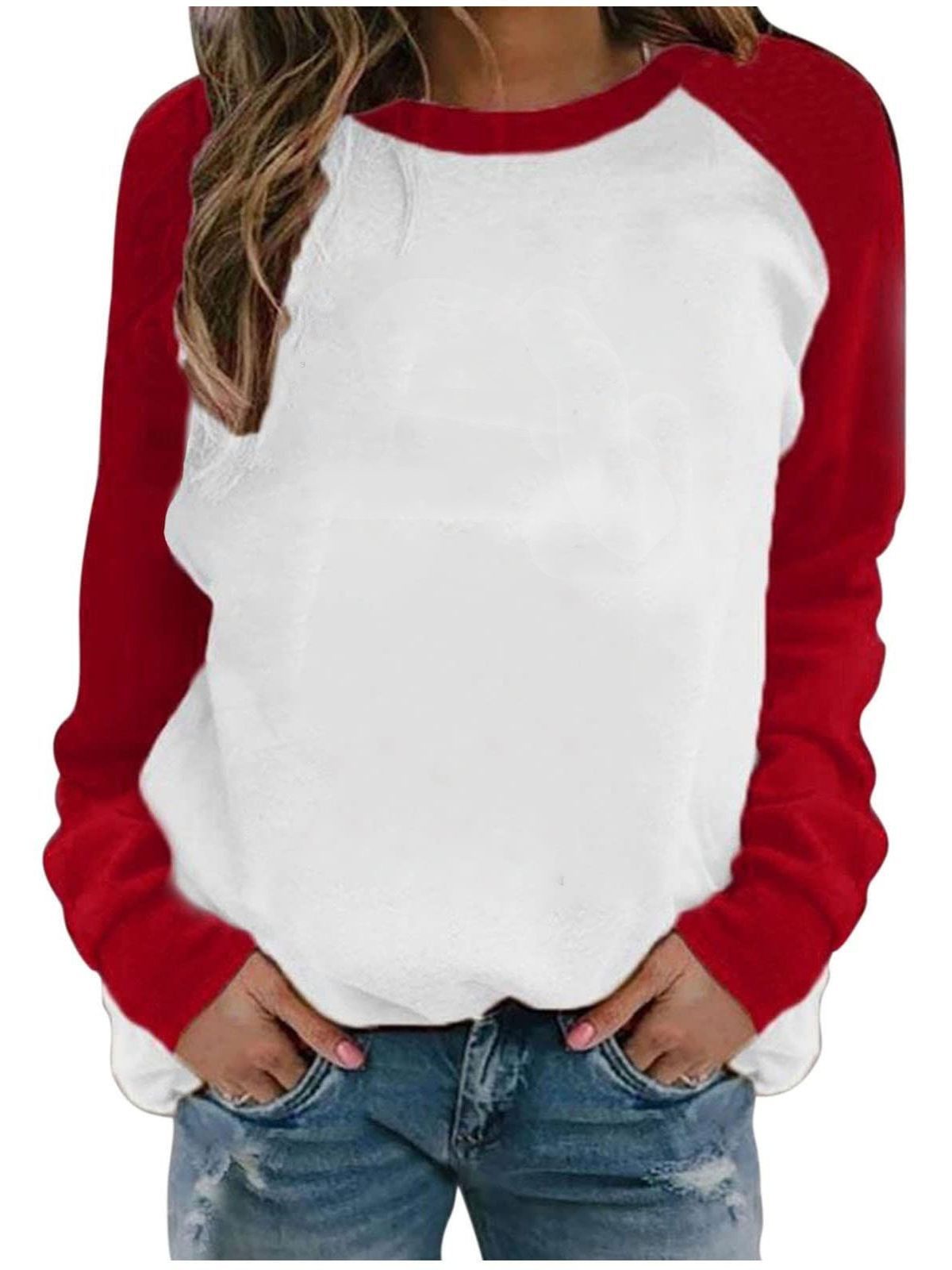 Cross-border European and American fashion long sleeve T-shirt women's 2023 Autumn New Raglan stitching solid color blank base coat