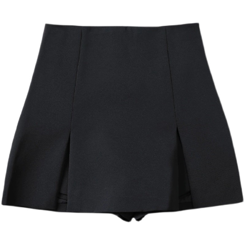 Plus size split black short skirt small summer new high waist slimming skirt versatile niche A- line skirt pants
